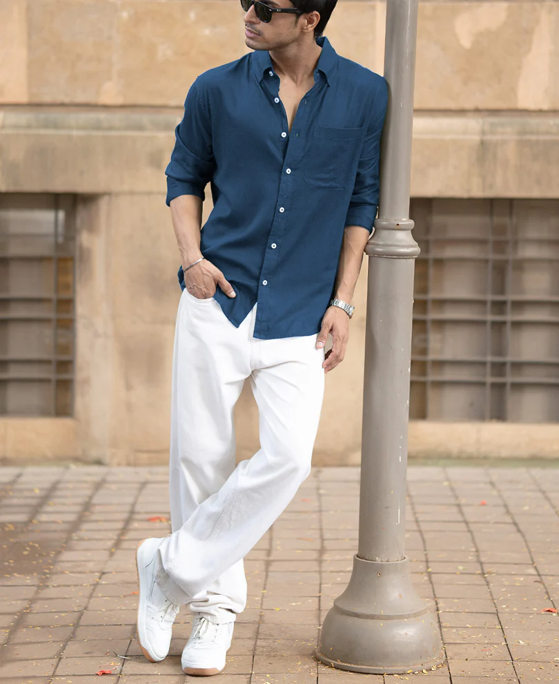 Loyal Blue Linen Blend Shirt - Image 5
