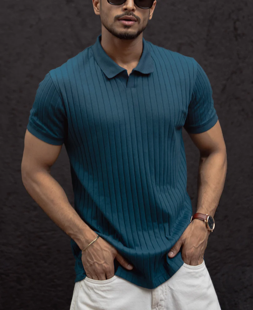 Royal Blue Regular Fit Half Sleeves T-Shirt - Image 3