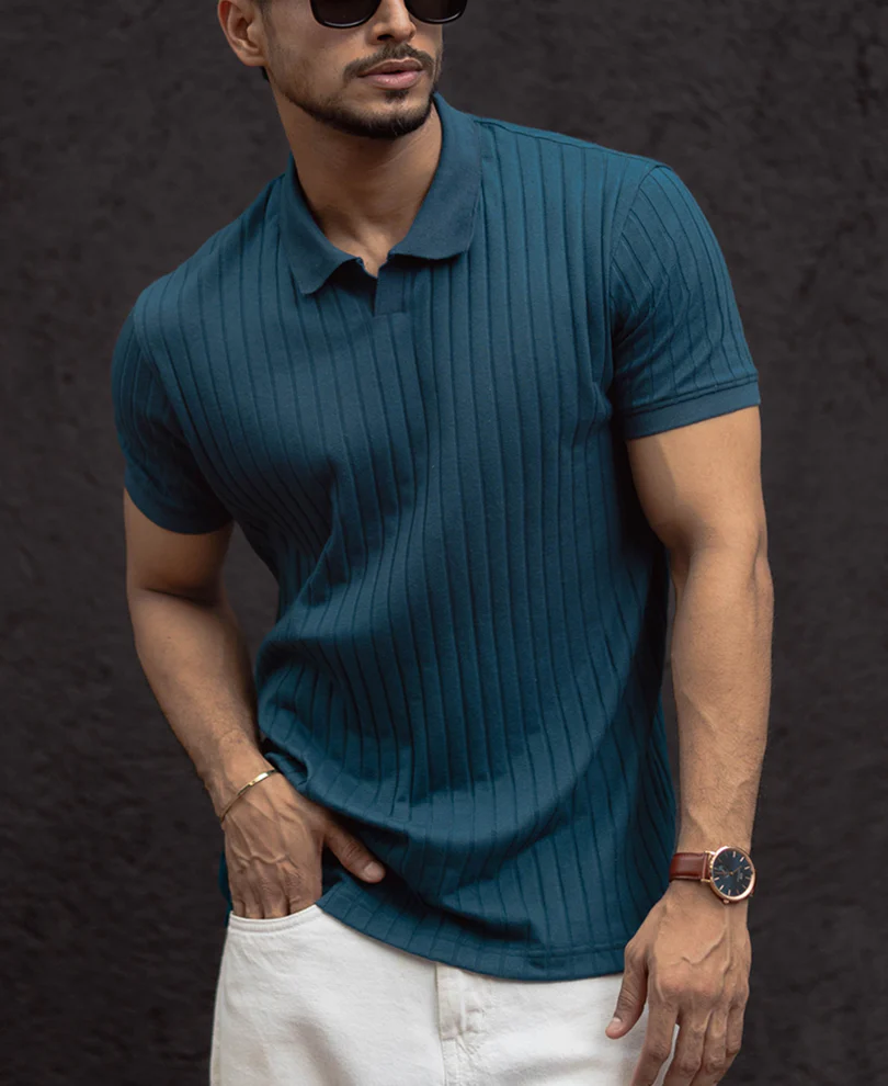Royal Blue Regular Fit Half Sleeves T-Shirt - Image 4