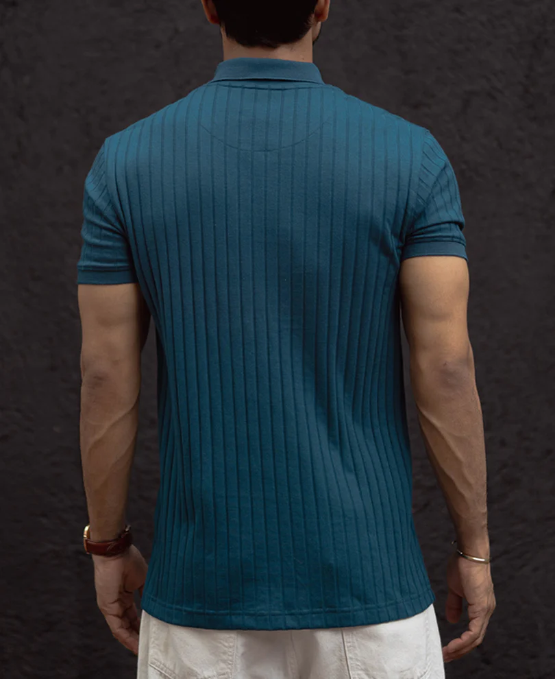 Royal Blue Regular Fit Half Sleeves T-Shirt - Image 5