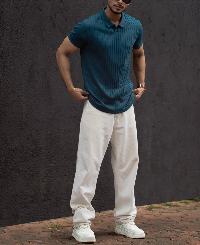 Royal Blue Regular Fit Half Sleeves T-Shirt - Image 6