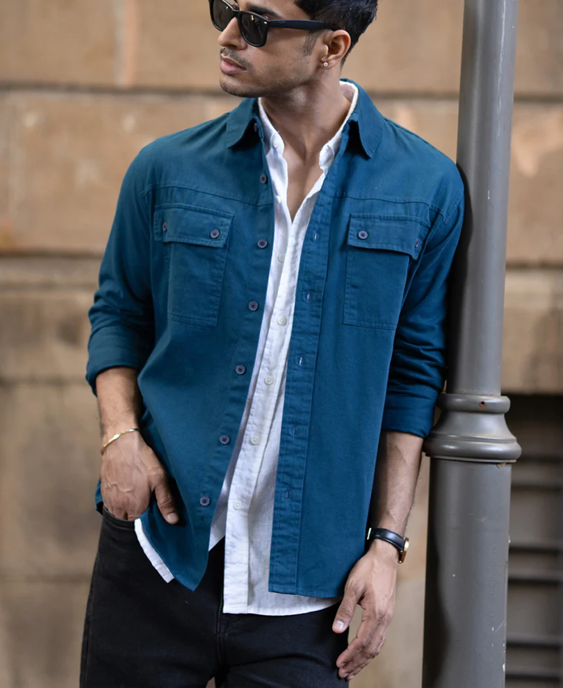 Royal Blue Structured Overshirt - Image 2