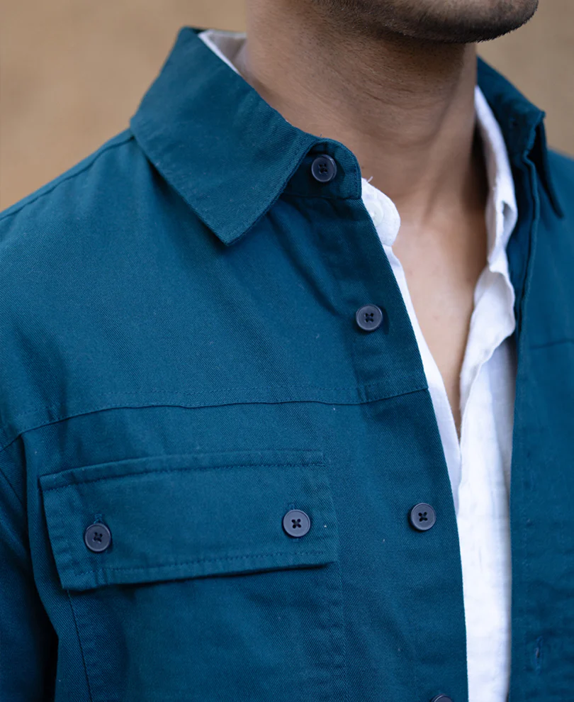 Royal Blue Structured Overshirt - Image 4