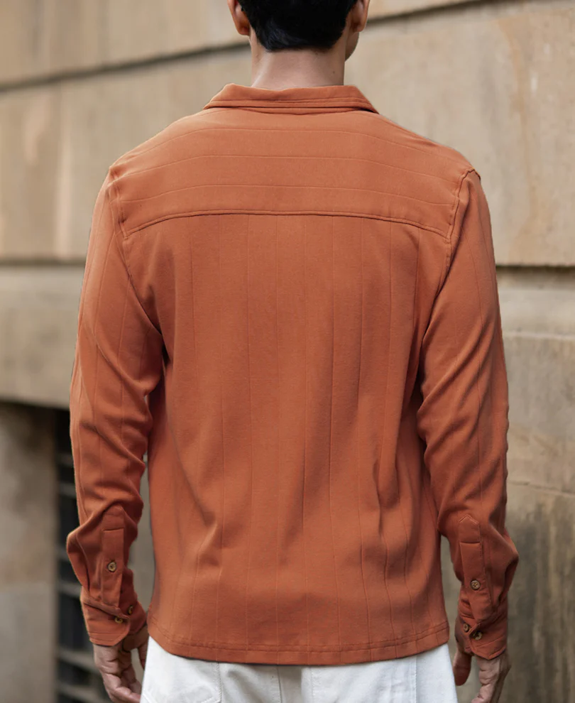 Russet Brown Structure Knit Shirt - Image 6