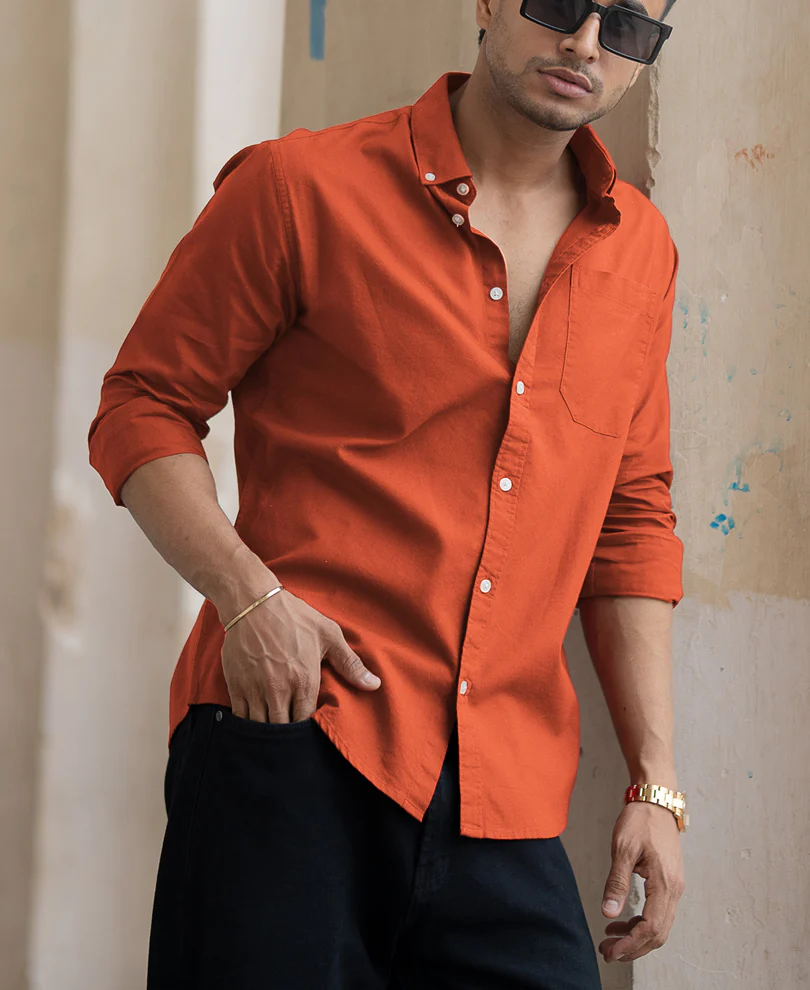 Rust Lightweight Oxford Shirt - Image 2