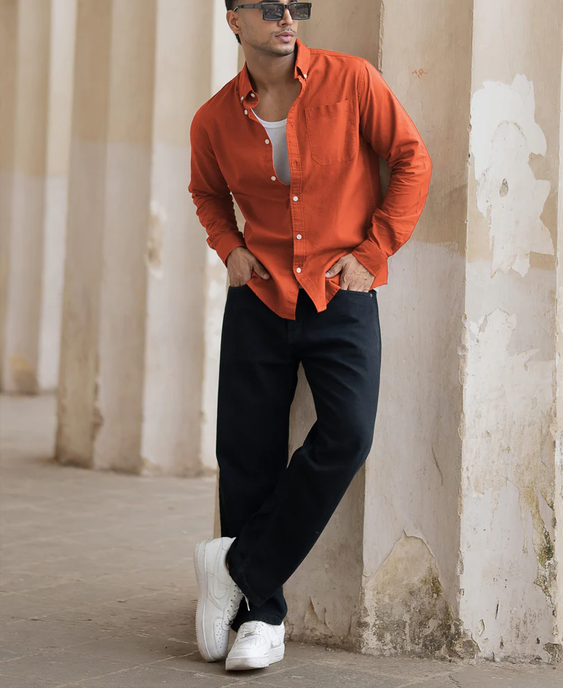 Rust Lightweight Oxford Shirt - Image 5