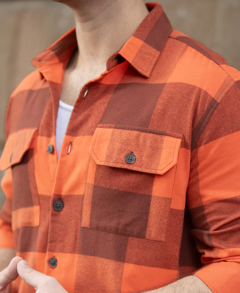 Rust Orange Checks Shirt - Image 5
