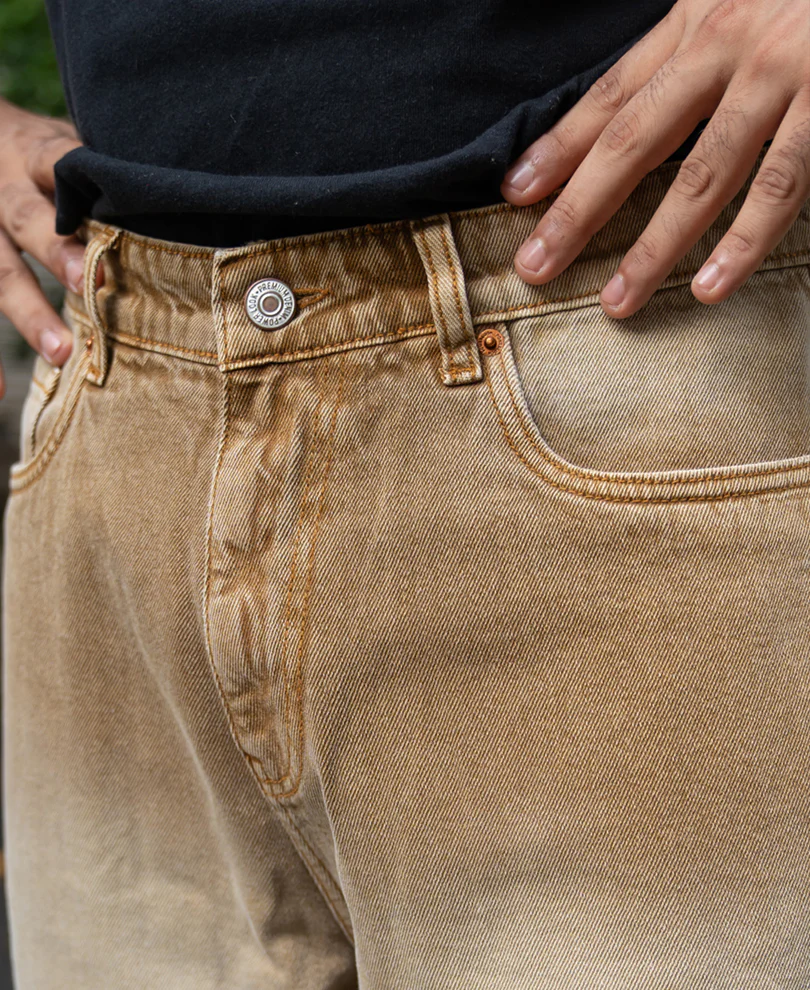 Sand Brown Washed Baggy Jeans - Image 3