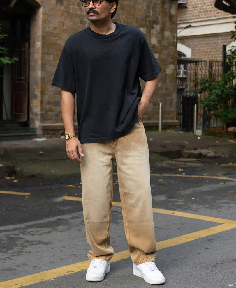 Sand Brown Washed Baggy Jeans - Image 6