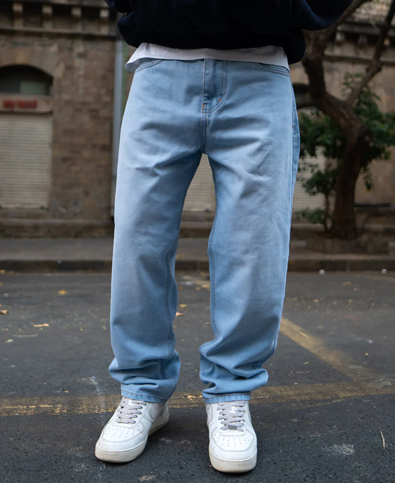 Sky Blue Baggy Fit Jeans