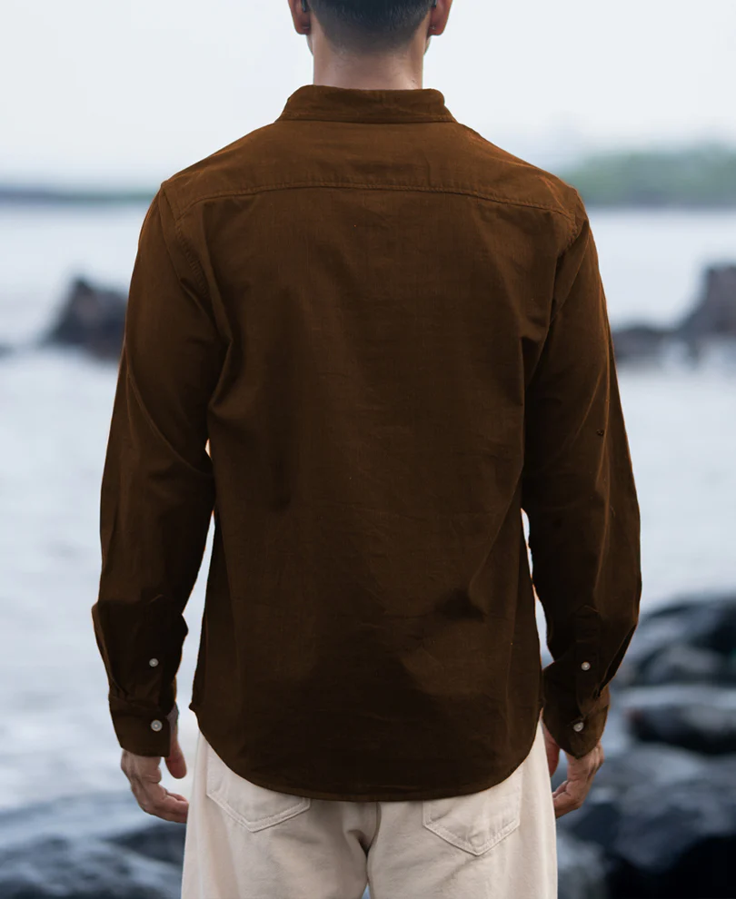 Tan Brown Corduroy Buttondown Shirt - Image 5