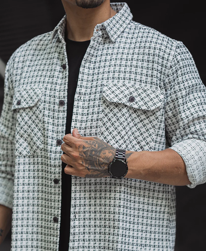 White And Black Small Checks Regular Fit Full Sleeves Shirt - Image 4
