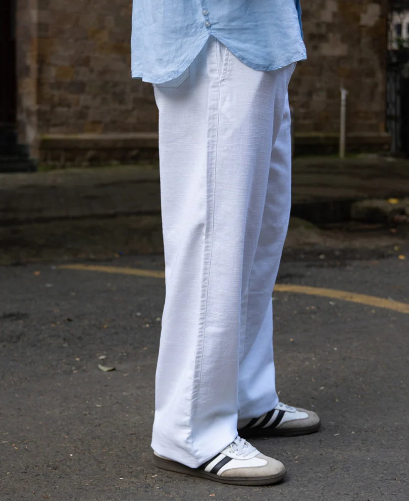 White Cotton Baggy Trouser - Image 3