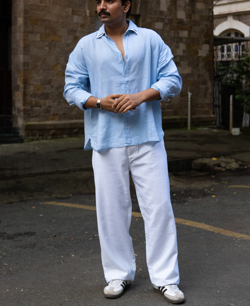 White Cotton Baggy Trouser - Image 6