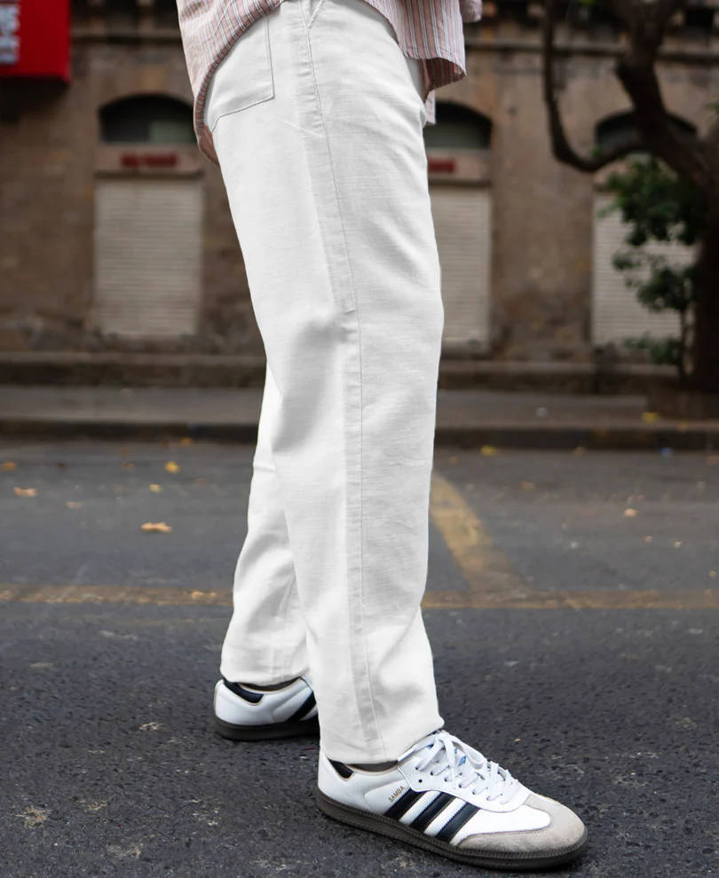 White Cotton Trousers - Image 2