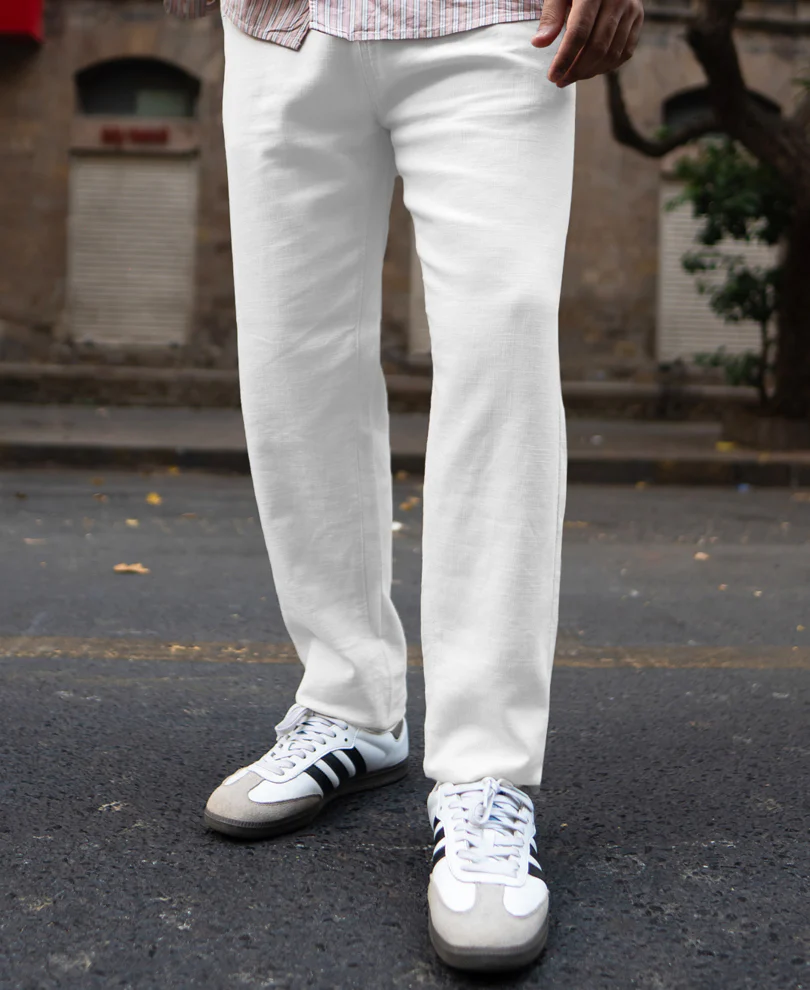 White Cotton Trousers - Image 4