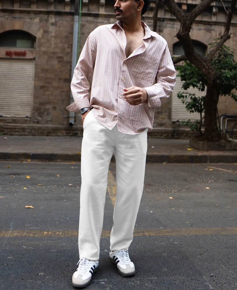 White Cotton Trousers - Image 6