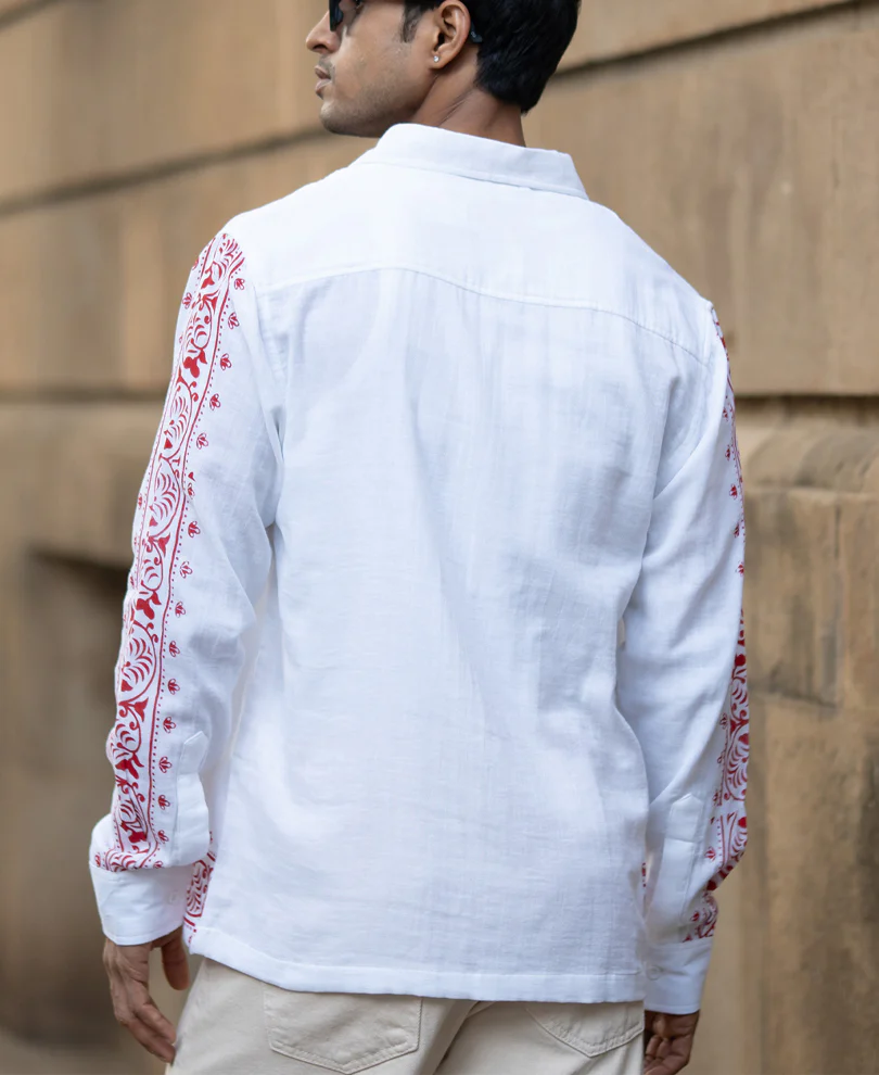 White Kalakar Print Shirt - Image 6