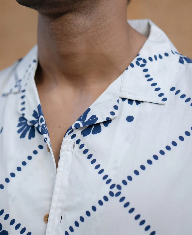 White Lightweight Floral Print Shirt - Image 4