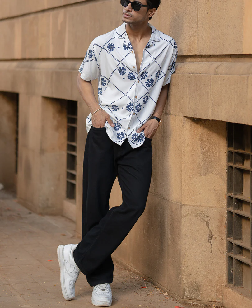 White Lightweight Floral Print Shirt - Image 6
