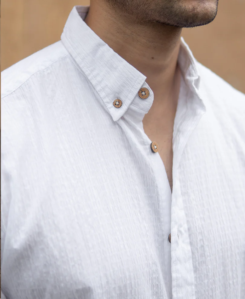 White Lightweight Structured Shirt - Image 3