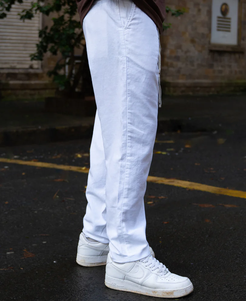 White Linen Pleated Trouser - Image 3