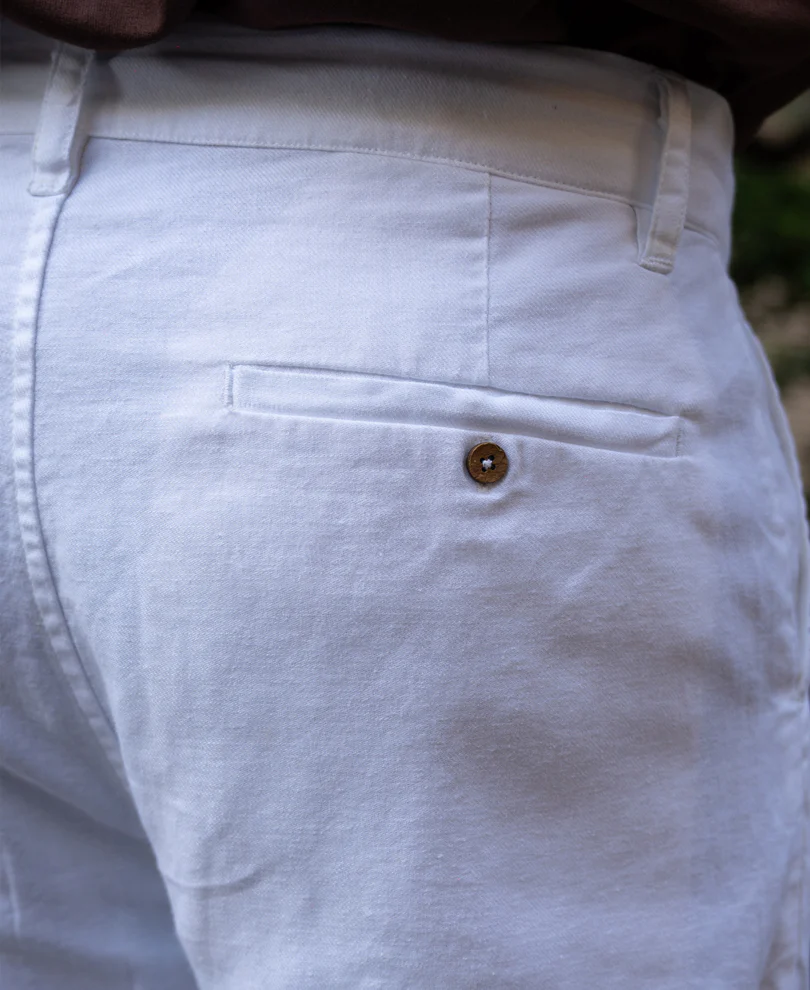 White Linen Pleated Trouser - Image 5