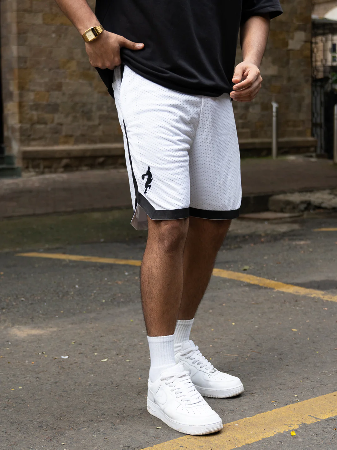 White Mesh Basketball Short - Image 3