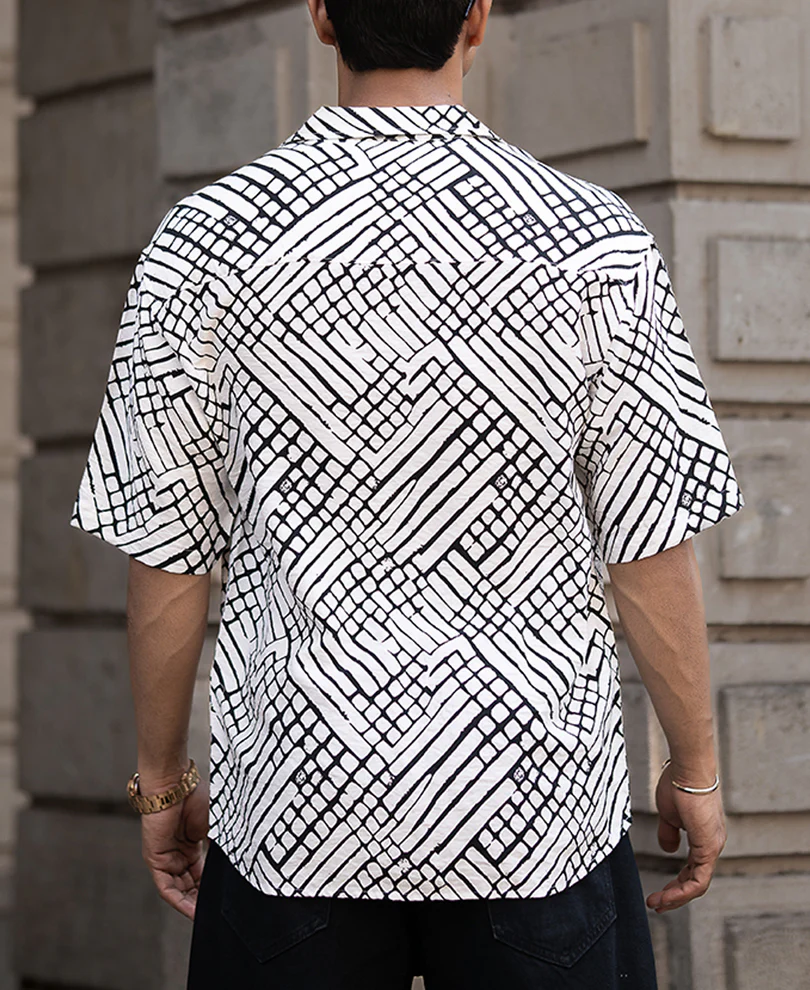 White Oversized Printed Half Sleeves Shirt - Image 4
