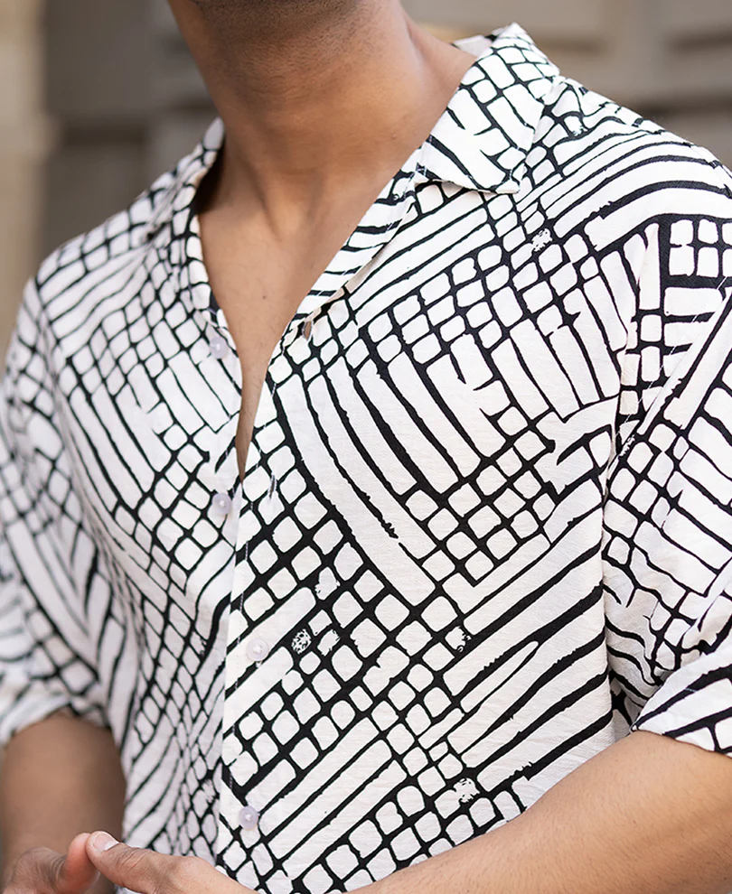 White Oversized Printed Half Sleeves Shirt - Image 5