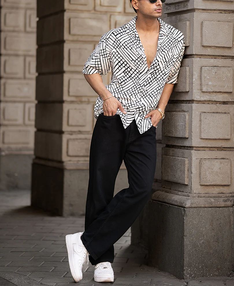 White Oversized Printed Half Sleeves Shirt - Image 6