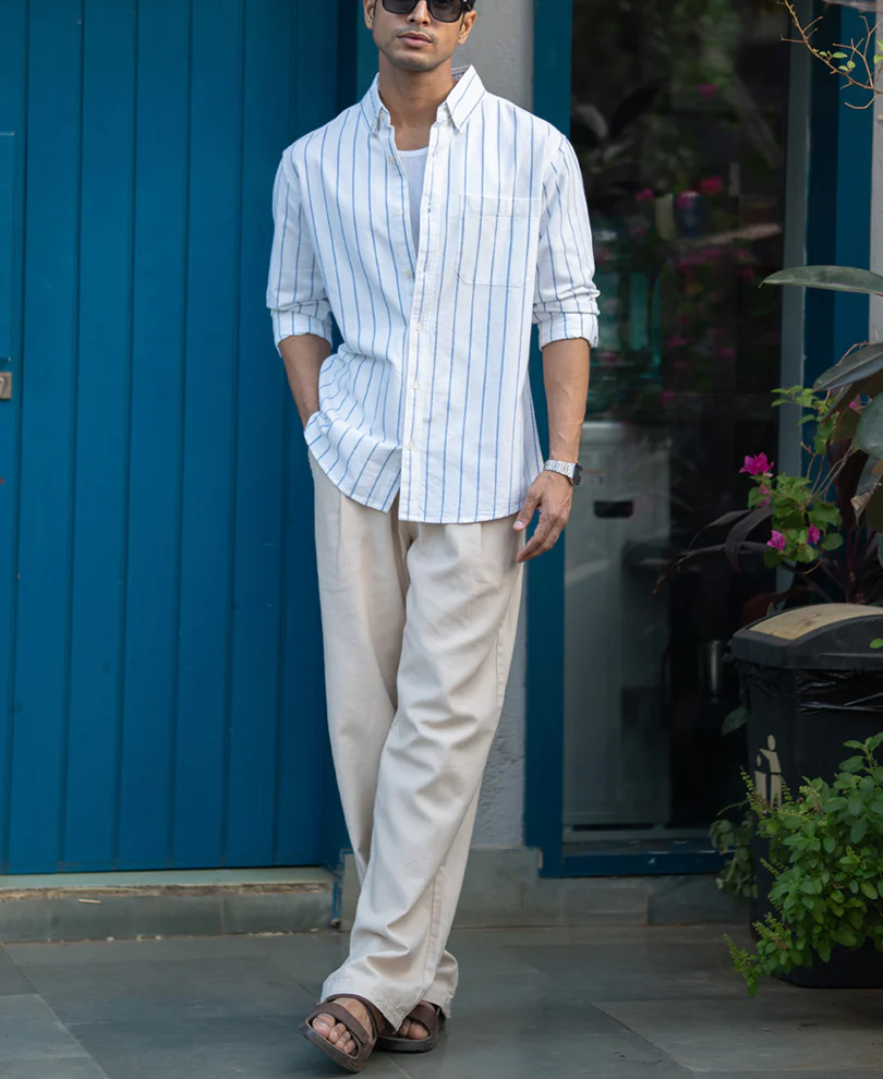 White Oxford Stripe Shirt - Image 7