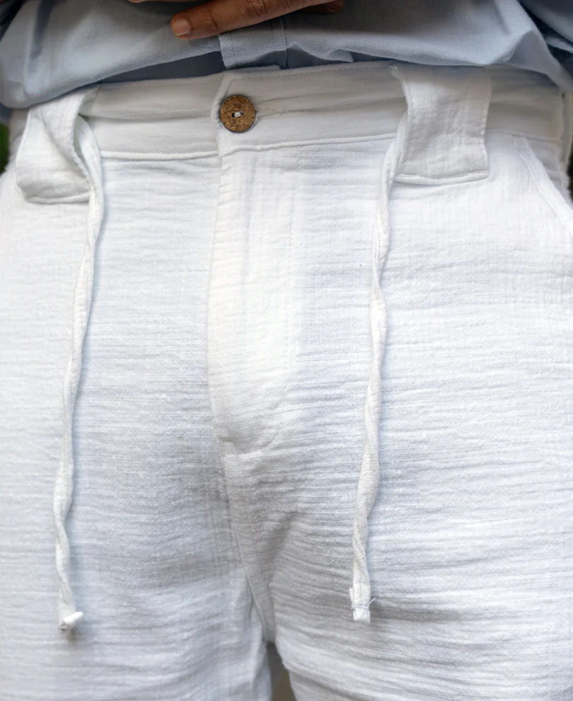 White Regular Fit Crinkled Trouser - Image 4