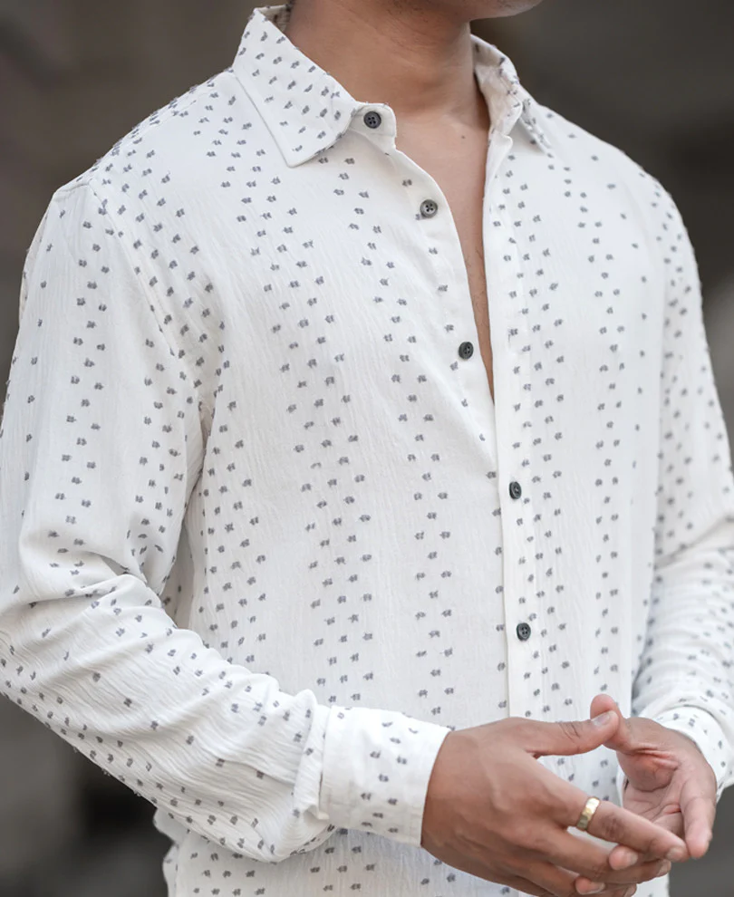 White Structured Flowy Shirt