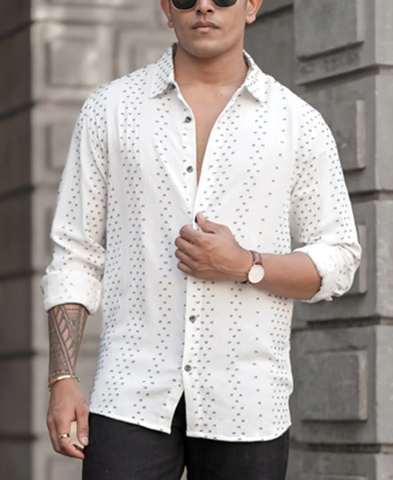 White Structured Flowy Shirt - Image 2