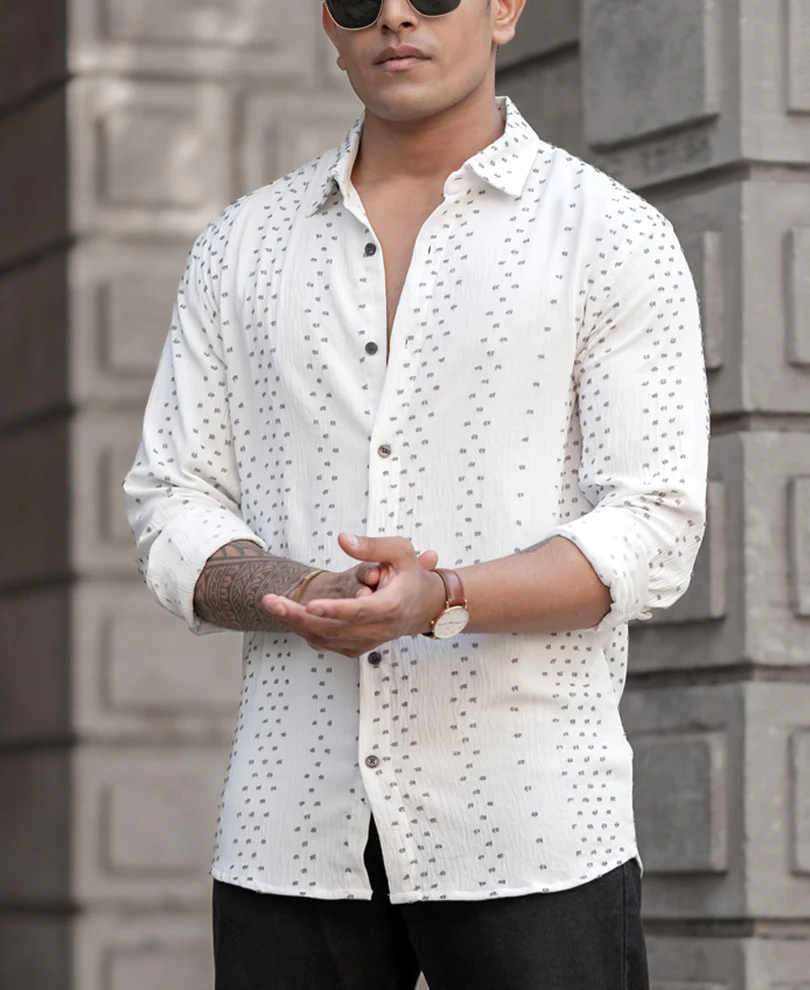 White Structured Flowy Shirt - Image 3