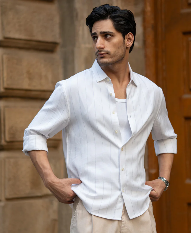 White Twill Stripe Shirt - Image 2