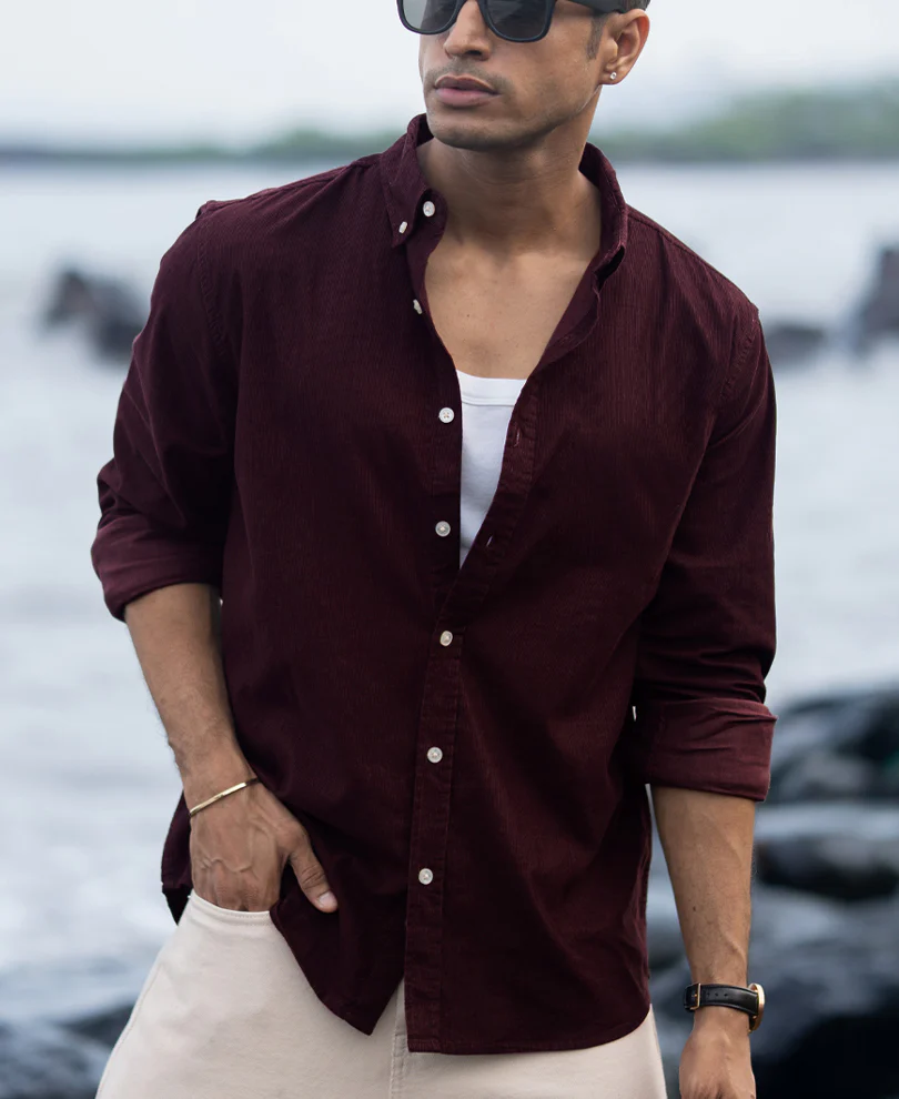 Wine Corduroy Buttondown Shirt - Image 6