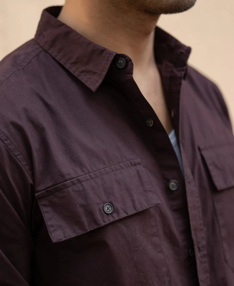 Wine Double Pocket Lightweight Shirt - Image 3