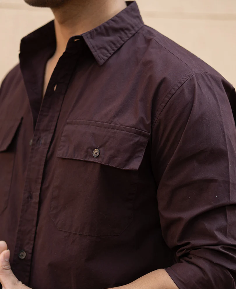 Wine Double Pocket Lightweight Shirt - Image 4
