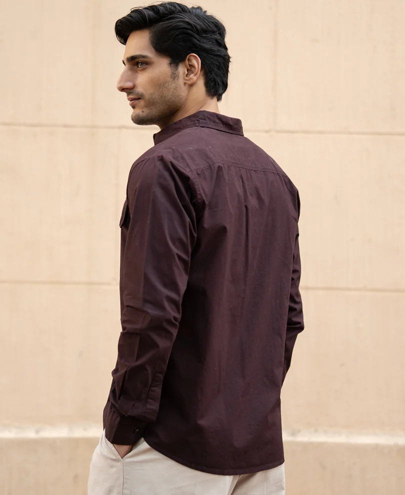 Wine Double Pocket Lightweight Shirt - Image 5
