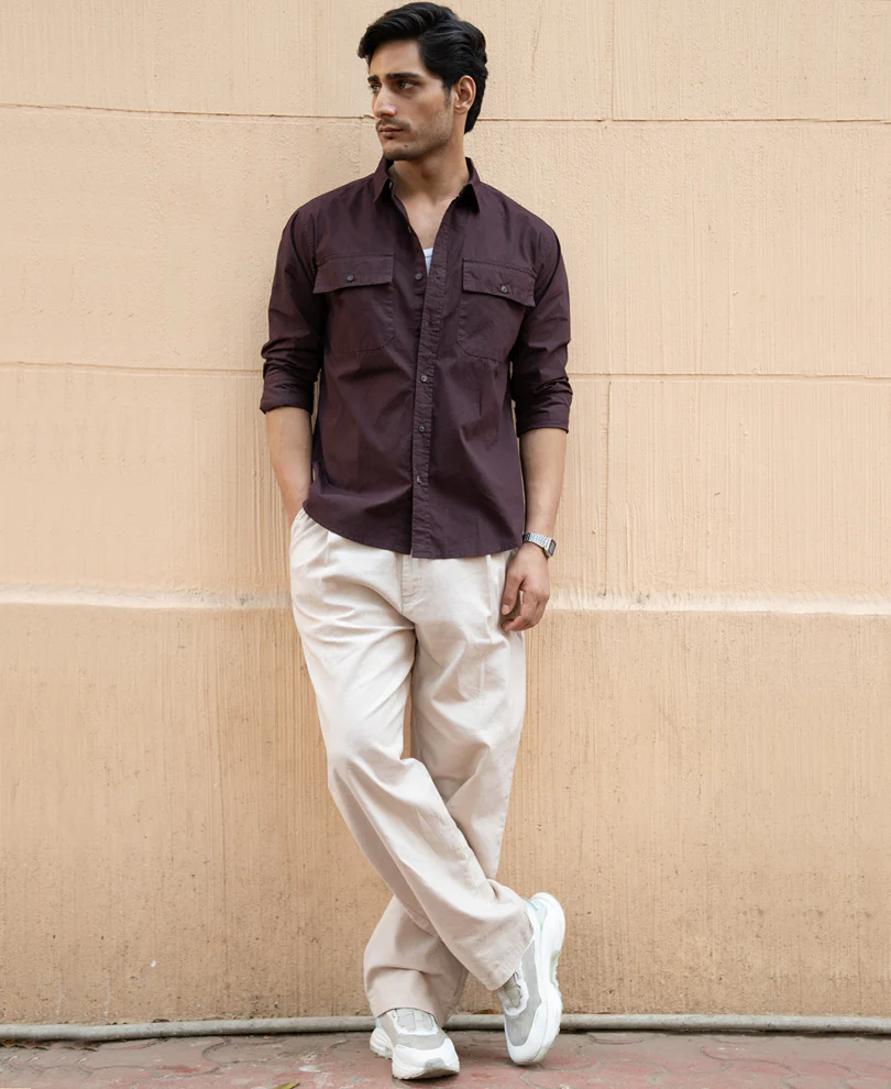 Wine Double Pocket Lightweight Shirt - Image 6