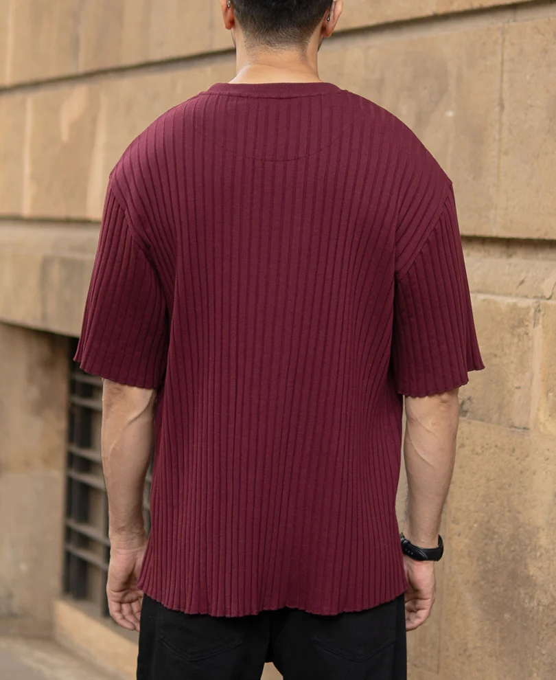 Wine Rib Knit T-Shirt - Image 5