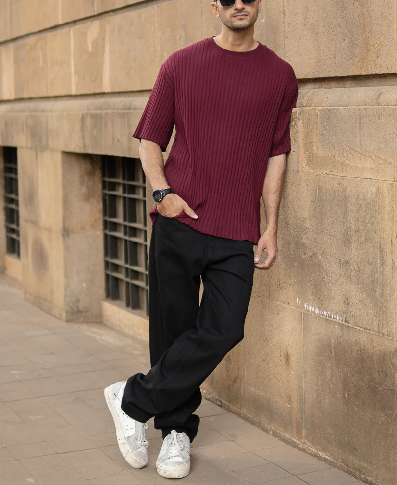 Wine Rib Knit T-Shirt - Image 6