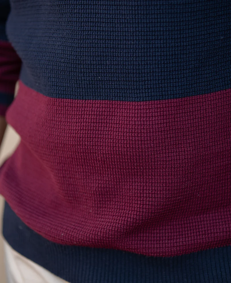 Wine Stripe Knit Sweater - Image 5