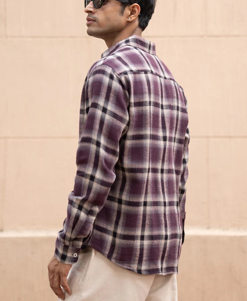 Wine Structured Checks Shirt - Image 6