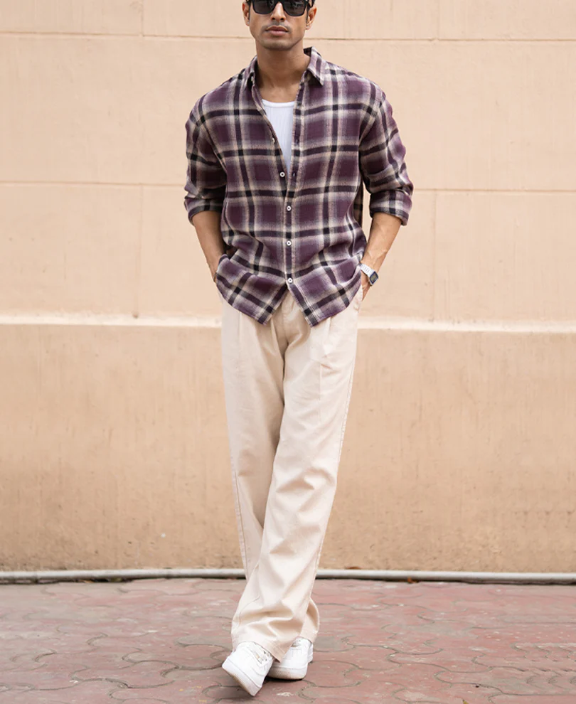 Wine Structured Checks Shirt - Image 7