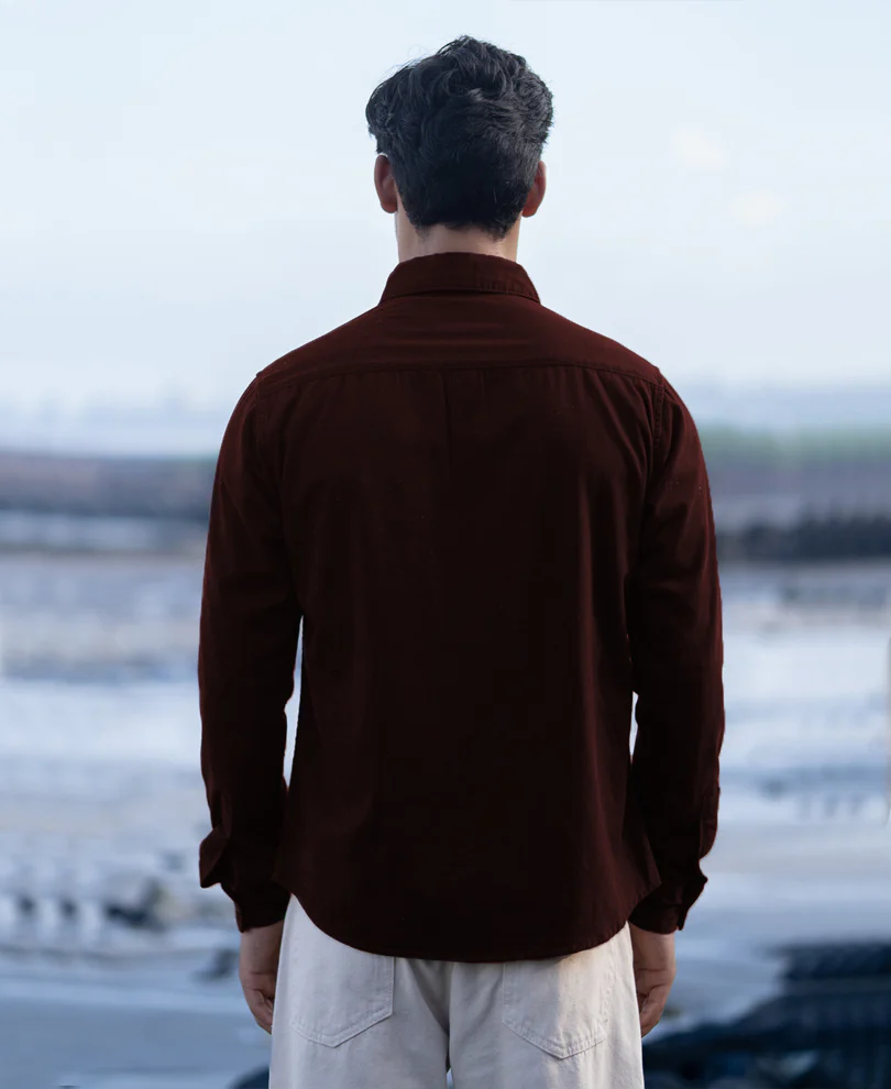 Wine Structured Overshirt With Pockets - Image 6