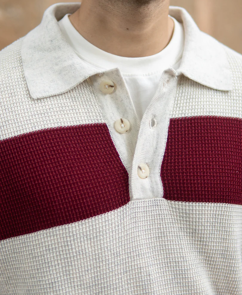 Wine Structured Stripe T-Shirt - Image 3