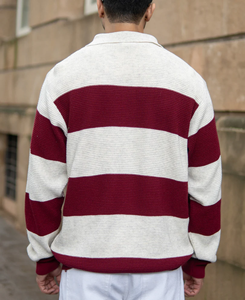 Wine Structured Stripe T-Shirt - Image 5